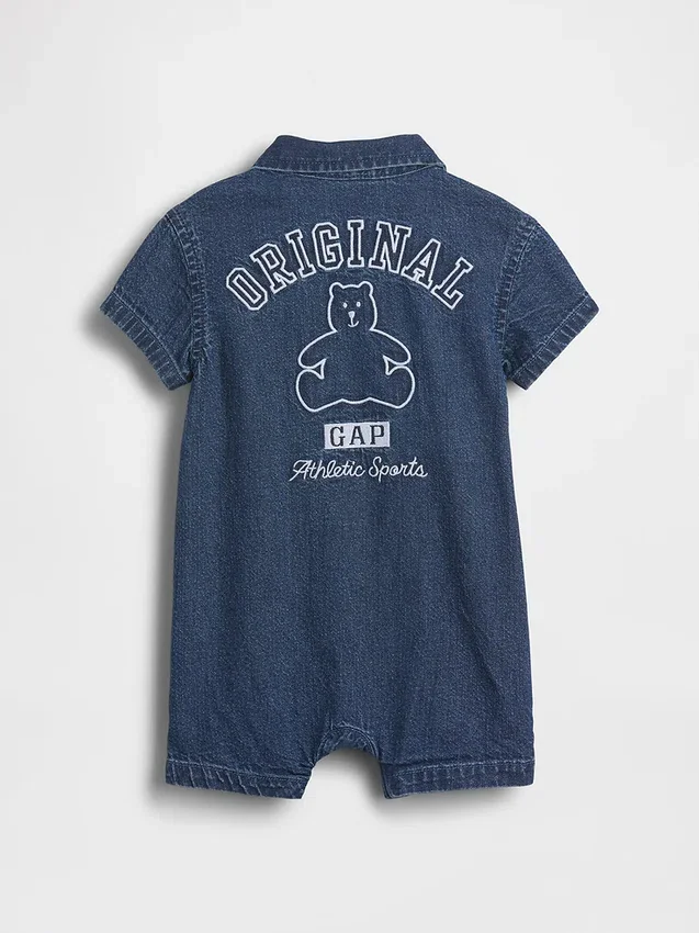 Bebek Denim GAP Logo Kısa Tulum