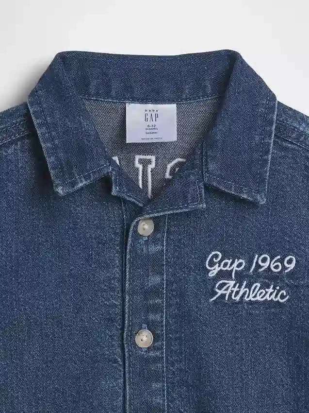 Bebek Denim GAP Logo Kısa Tulum