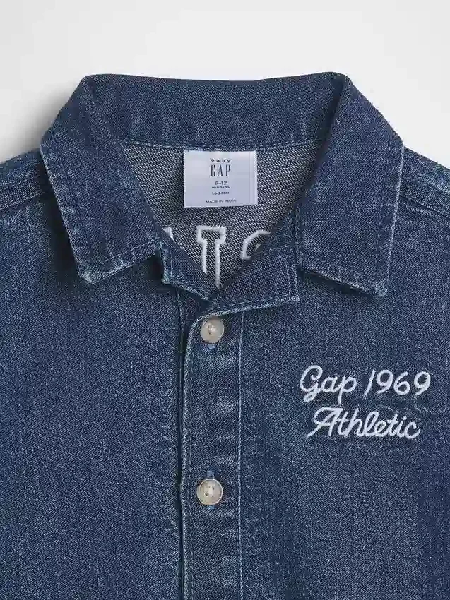 Bebek Denim GAP Logo Kısa Tulum