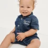 Bebek Denim GAP Logo Kısa Tulum