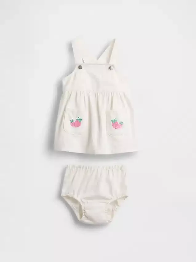 Bebek Denim Çilekli Etekli Takım