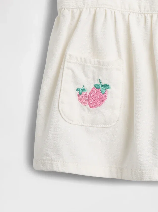 Bebek Denim Çilekli Etekli Takım