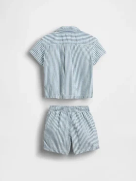 Bebek Denim Çizgili Kıyafet Takımı