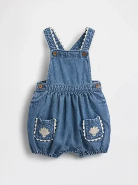 Bebek Denim Kabuklu Cepli Balon Tulum