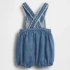Bebek Denim Kabuklu Cepli Balon Tulum