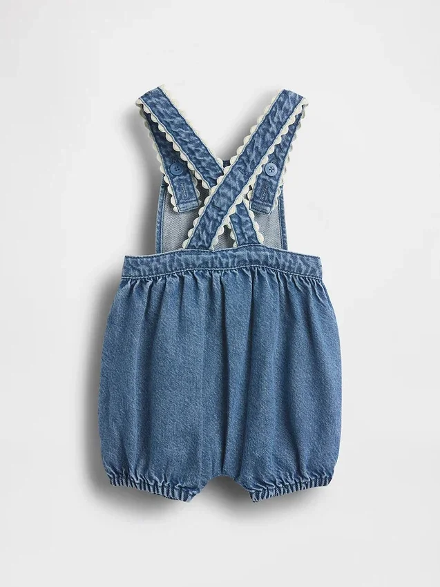 Bebek Denim Kabuklu Cepli Balon Tulum