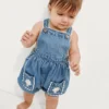 Bebek Denim Kabuklu Cepli Balon Tulum