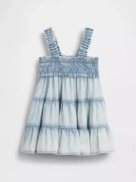 Bebek Denim Katlı Elbise