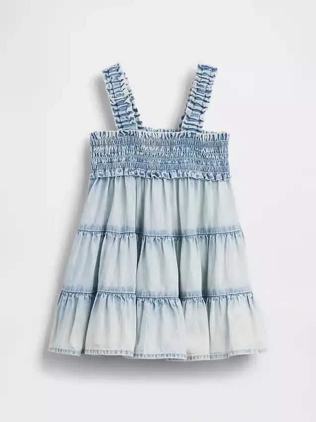 Bebek Denim Katlı Elbise