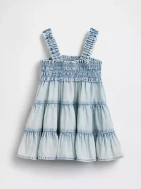 Bebek Denim Katlı Elbise