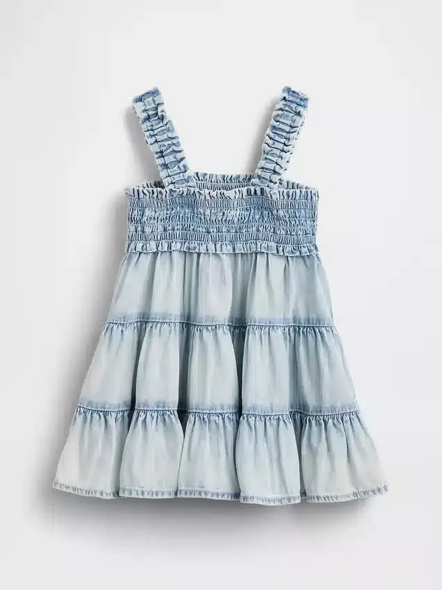Bebek Denim Katlı Elbise