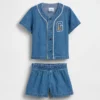Bebek Denim Varsity Kombin Seti