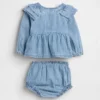 Bebek Fırfırlı Denim Kıyafet Takımı