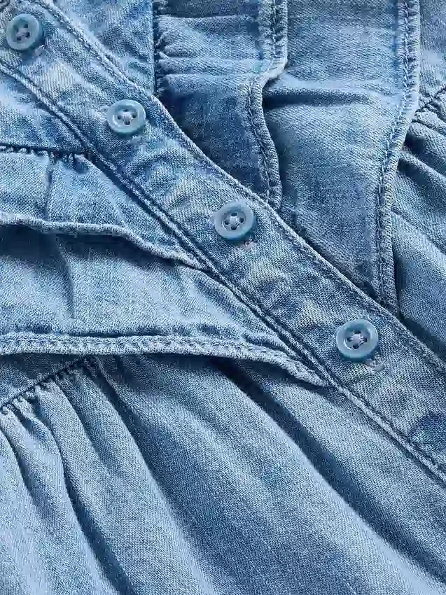 Bebek Fırfırlı Denim Kıyafet Takımı