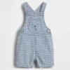 Bebek Gingham Denim Ayı Cepli Tulum