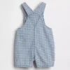 Bebek Gingham Denim Ayı Cepli Tulum