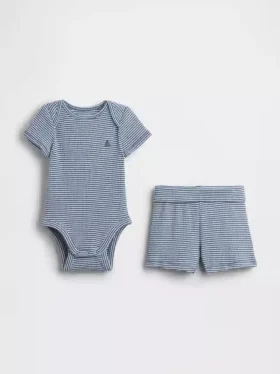 Bebek "Grow-With-Me" İnce Nervürlü Şort Seti
