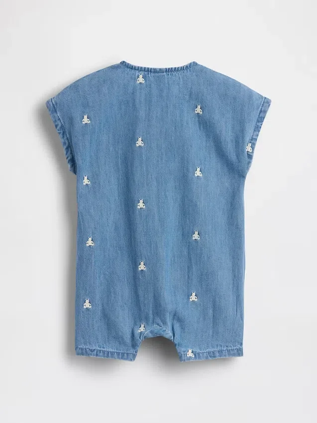Bebek Nakışlı Brannan Bear Denim Kısa Tulum
