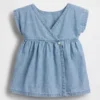 Bebek Nakışlı Denim Cepli Elbise
