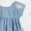 Bebek Nakışlı Denim Cepli Elbise