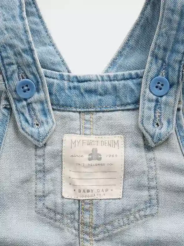 Bebek Nakışlı Çiçek Desenli Denim Tulum