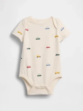 Bebek Organik Pamuklu Desenli Çıtçıtlı Body