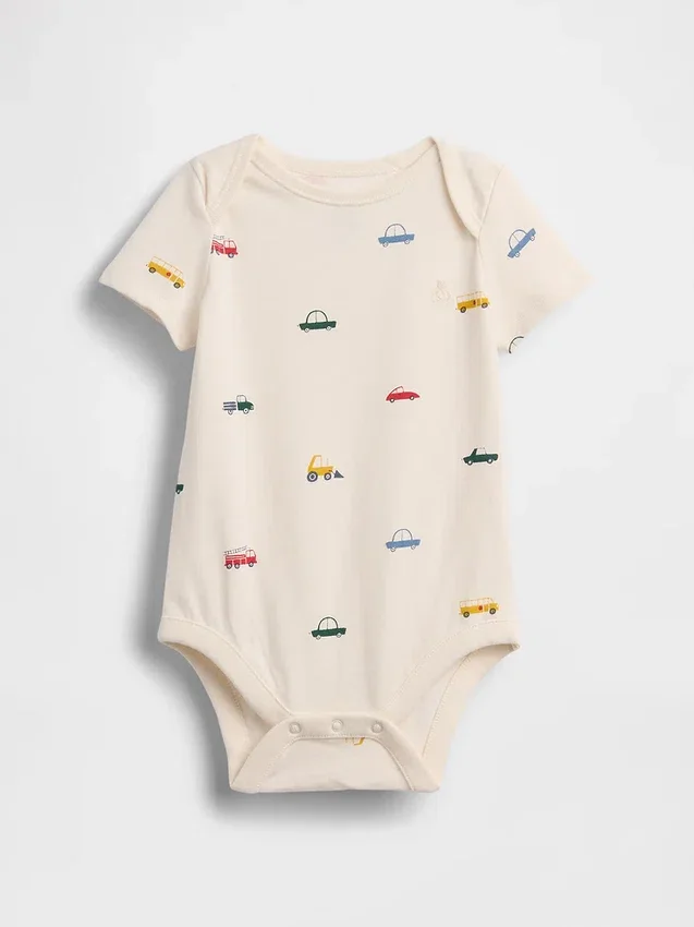 Bebek Organik Pamuklu Desenli Çıtçıtlı Body