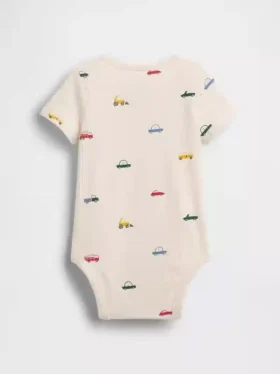 Bebek Organik Pamuklu Desenli Çıtçıtlı Body
