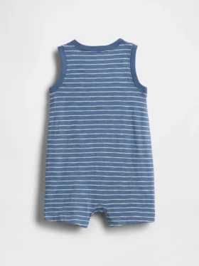 Bebek Organik Pamuklu Henley Kısa Tulum