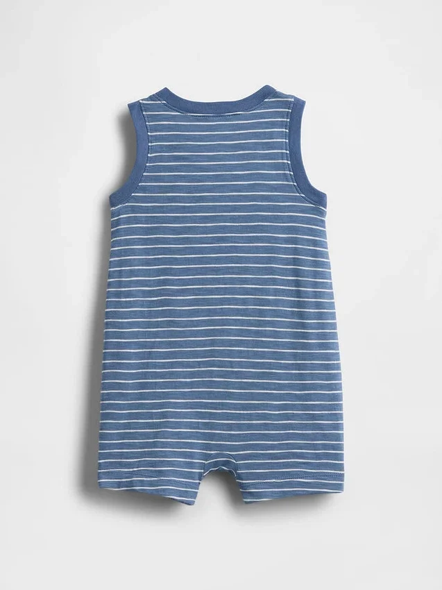 Bebek Organik Pamuklu Henley Kısa Tulum