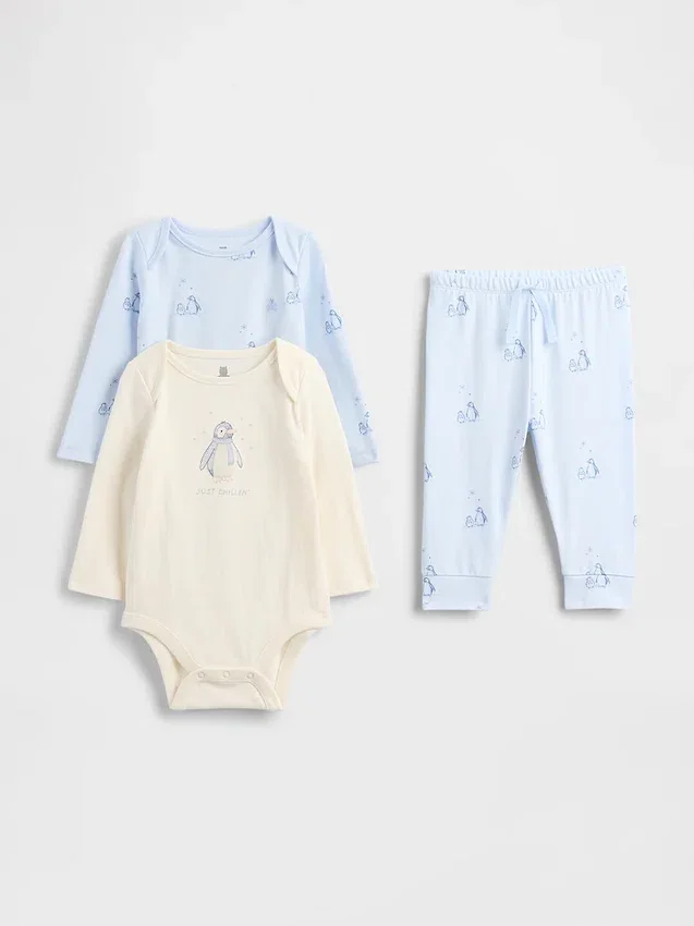 Bebek Organik Pamuklu Çıtçıtlı Body Kıyafet Seti (3'lü Paket)