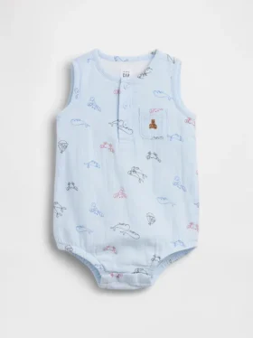 Bebek Pamuklu Gazlı Henley Cepli Tank Çıtçıtlı Body
