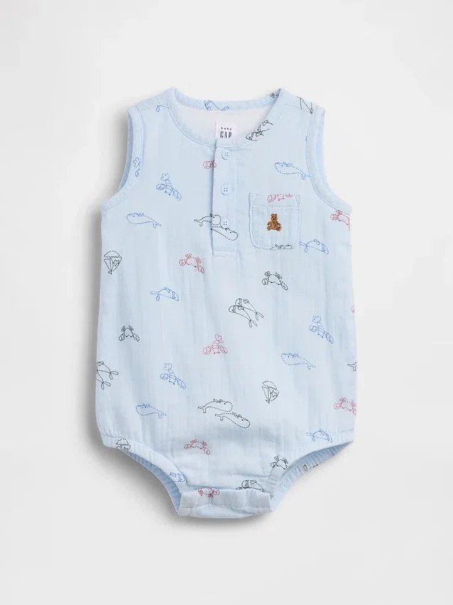Bebek Pamuklu Gazlı Henley Cepli Tank Çıtçıtlı Body