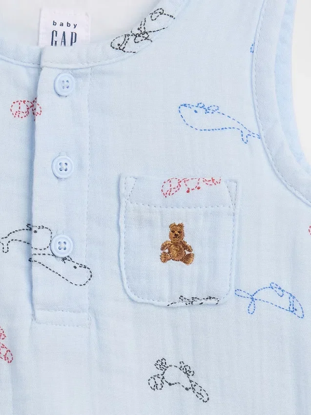 Bebek Pamuklu Gazlı Henley Cepli Tank Çıtçıtlı Body