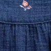 Bebek Pamuklu Gazlı Kumaş Denim Kabarık Çıtçıtlı Body