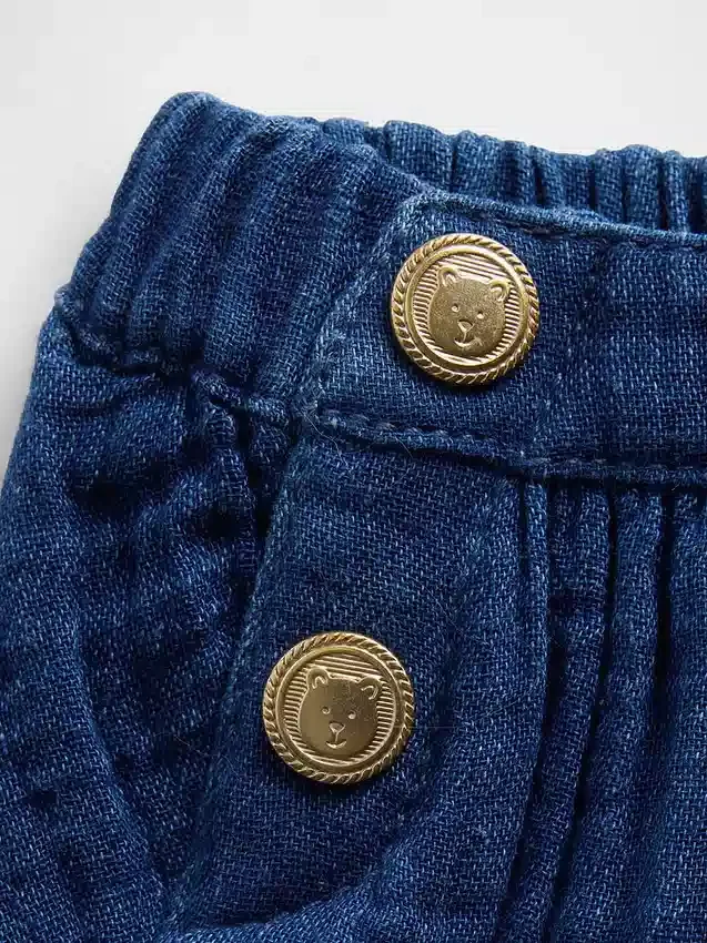 Bebek Pamuklu Tül Denim Denizci Şortu