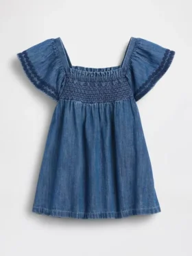 Bebek Smoklu Denim Elbise