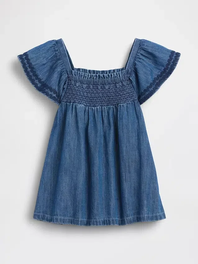 Bebek Smoklu Denim Elbise