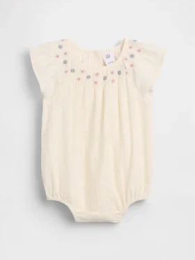 Bebek Smoklu Çiçek Desenli Çıtçıtlı Body