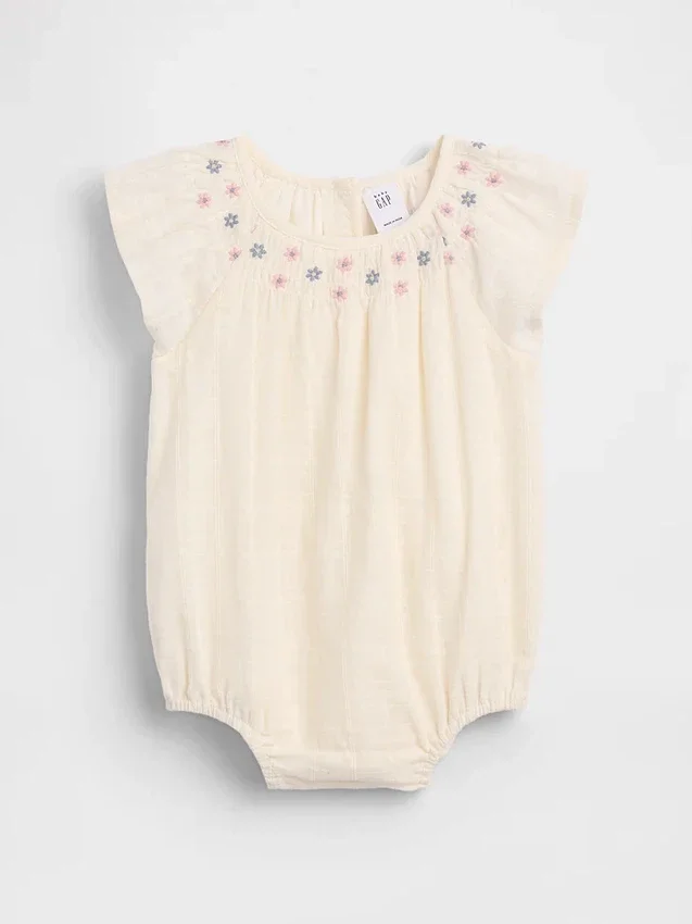 Bebek Smoklu Çiçek Desenli Çıtçıtlı Body