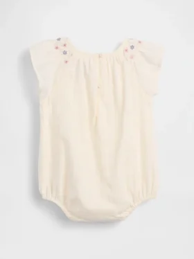 Bebek Smoklu Çiçek Desenli Çıtçıtlı Body