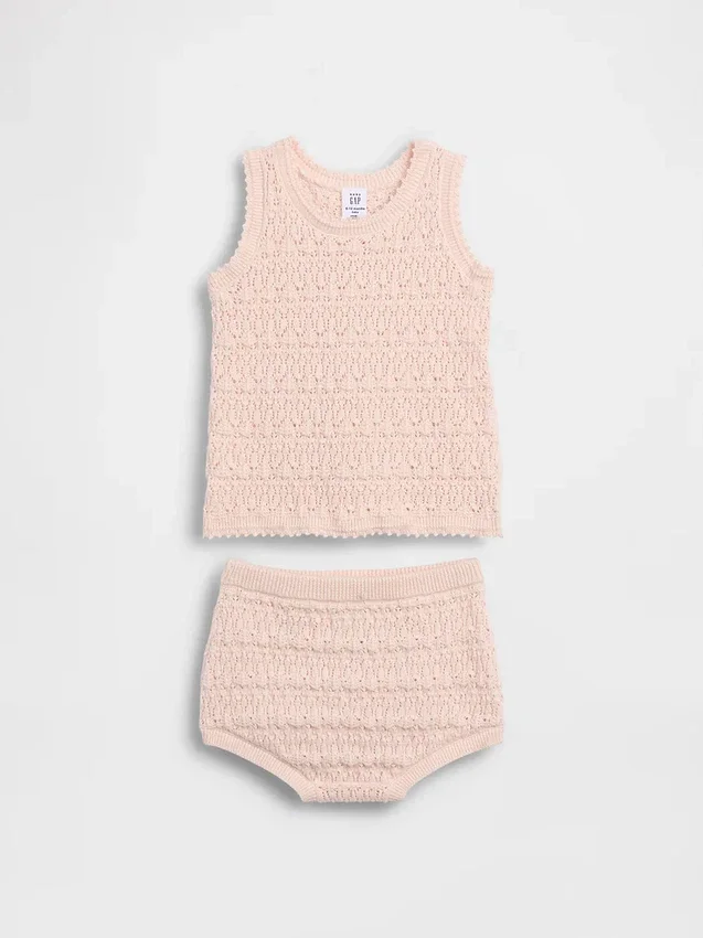 Bebek Tığ İşi Tank Top Kombin Seti