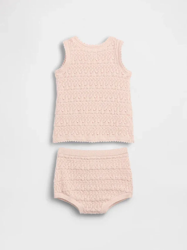 Bebek Tığ İşi Tank Top Kombin Seti