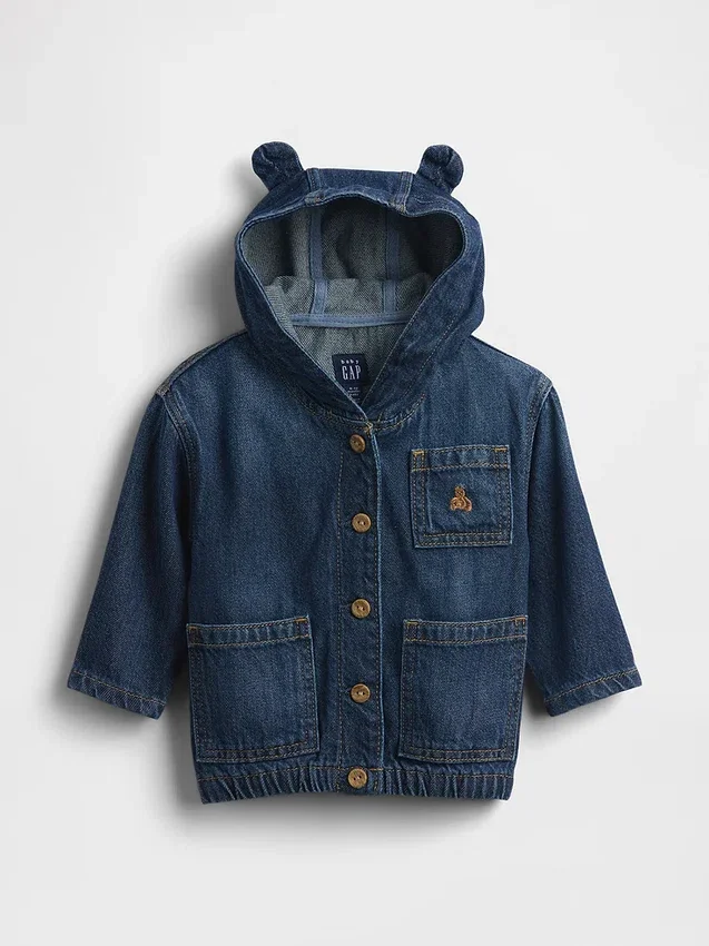 Bebek Ultra Yumuşak Denim Kapüşonlu Ceket