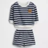 Bebek Vintagesoft Ayı Çizgili Sweatshirt Takımı