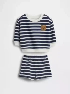 Bebek Vintagesoft Ayı Çizgili Sweatshirt Takımı