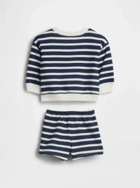 Bebek Vintagesoft Ayı Çizgili Sweatshirt Takımı