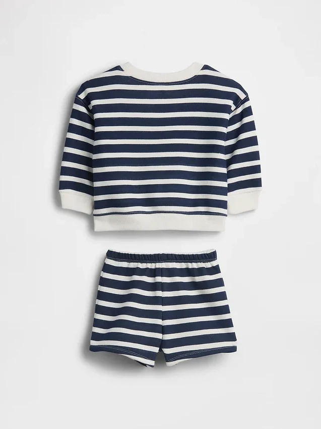 Bebek Vintagesoft Ayı Çizgili Sweatshirt Takımı