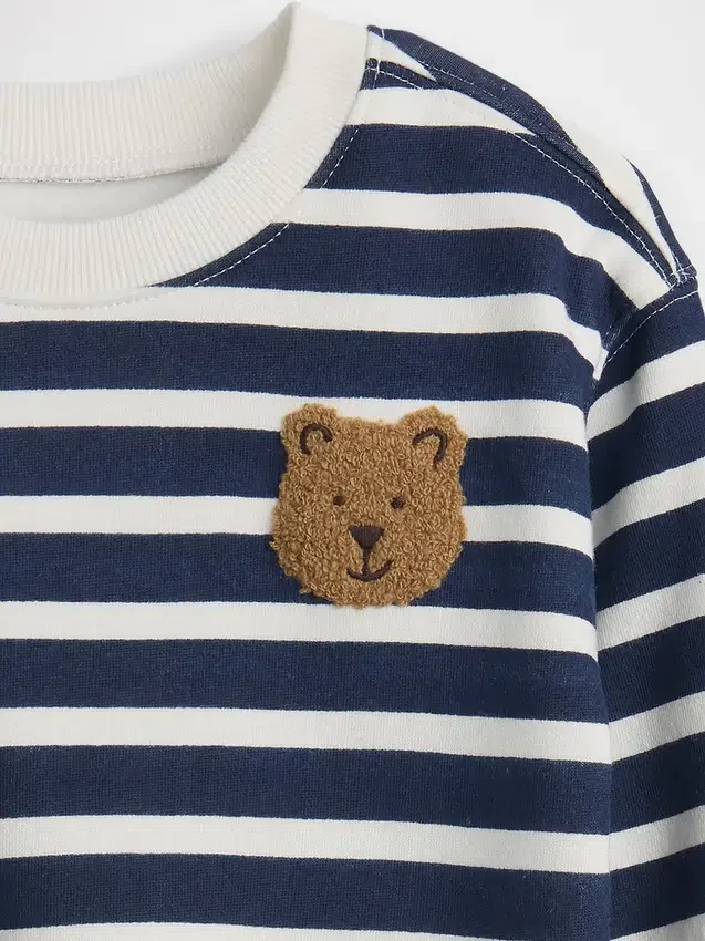 Bebek Vintagesoft Ayı Çizgili Sweatshirt Takımı