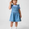 Bebek & Yürümeye Başlayan Çocuk Ayı Cepli Denim Etekli Tulum